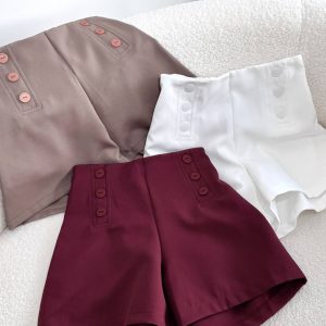 High Waist Buttons Shorts
